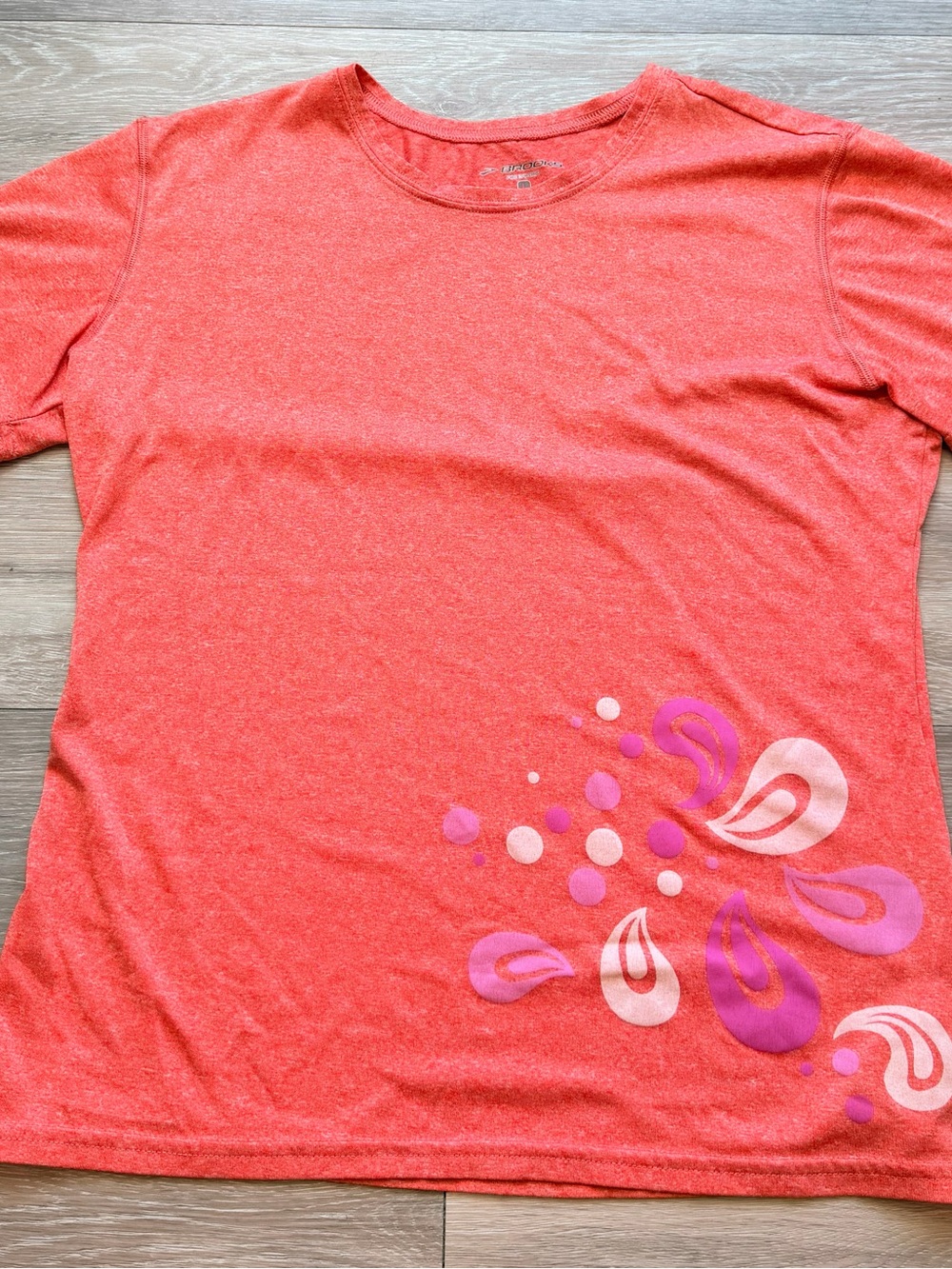 Brooks Coral Short-Sleeve Tee with Pink and Purple Graphic